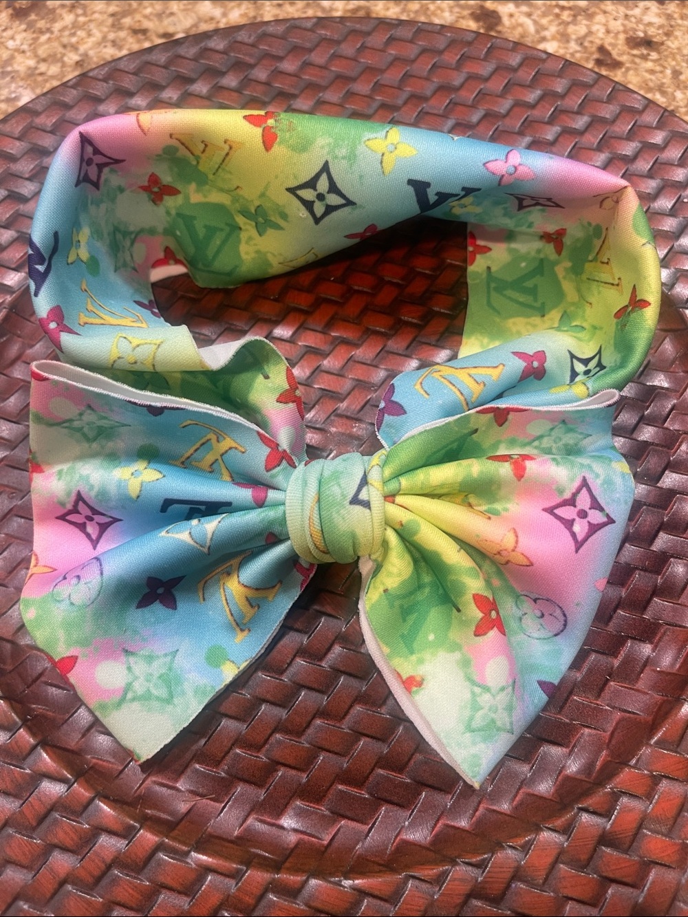 Designer-Inspired Pastel Rainbow Bow Headband for Kids